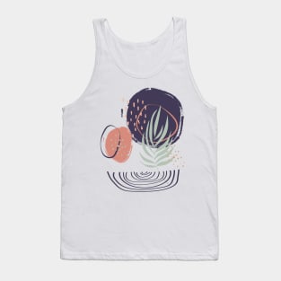 Abstract shapes lines and plants digital design Tank Top